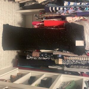 Mac Duggal High Neck Flitter Cap Sleeve Gown- Black